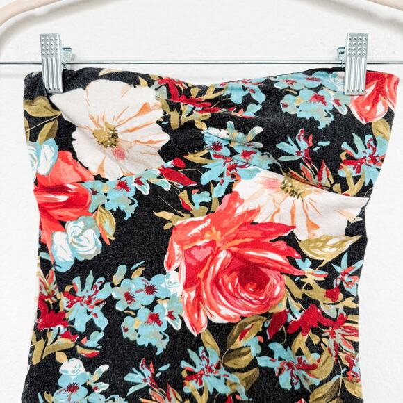 Y2K Wet Seal Tube Top Strapless Floral Black Size M Retro Indie Sleaze Coquette‎ - Picture 2 of 5